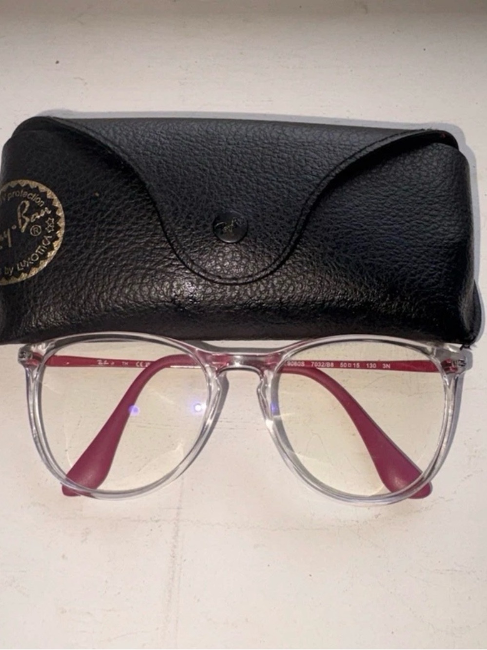 Ray-Ban Clear Frames with Pink Temples Kids Sunglasses